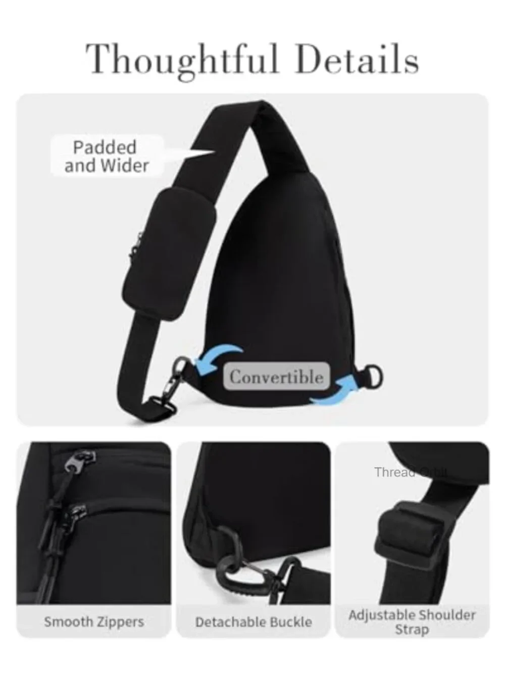 Sling Bag Crossbody with RFID Blocking, Water Bottle Holder, Tablet Compartment